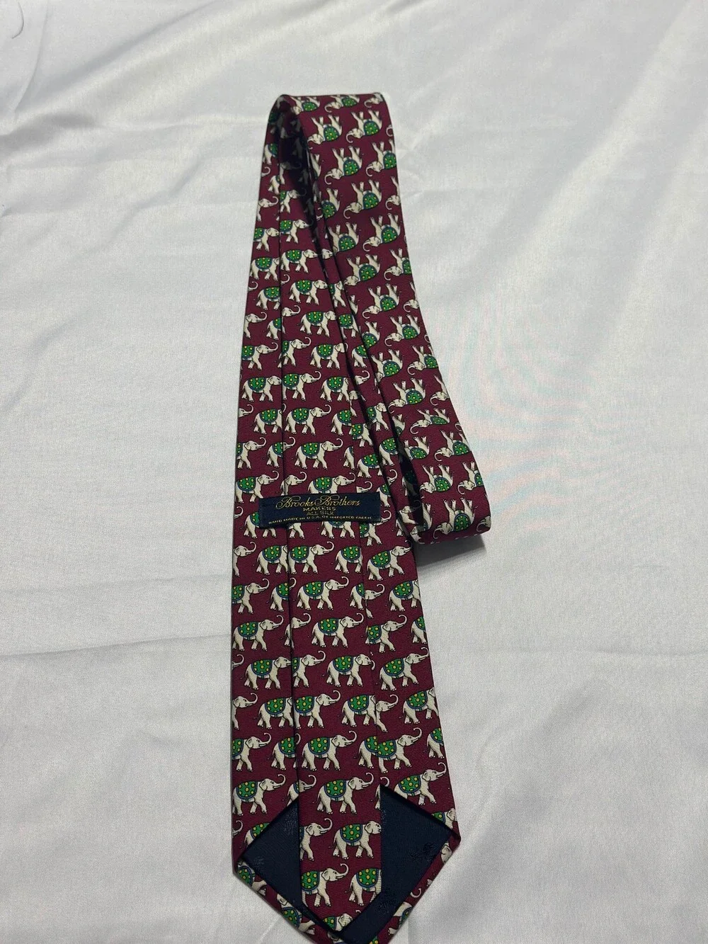Brooks Brothers Makers Silk Tie Burgundy Elephant Novelty Print Made USA